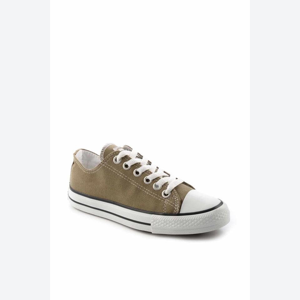 Bambi Women's Khaki With White Rubber Toe Cap Sneakers