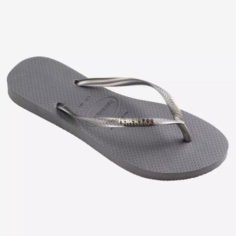 Havaianas Women's Grey Slim Logo Metallic Flip Flops Slipper | Havaianas In Lebanon