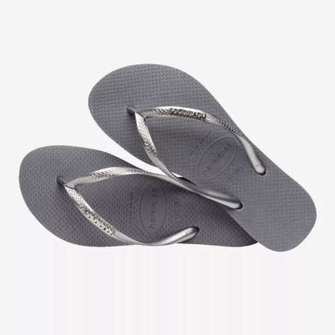 Havaianas Women's Grey Slim Logo Metallic Flip Flops Slipper | Havaianas In Lebanon