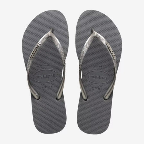 Havaianas Women's Grey Slim Logo Metallic Flip Flops Slipper | Havaianas In Lebanon