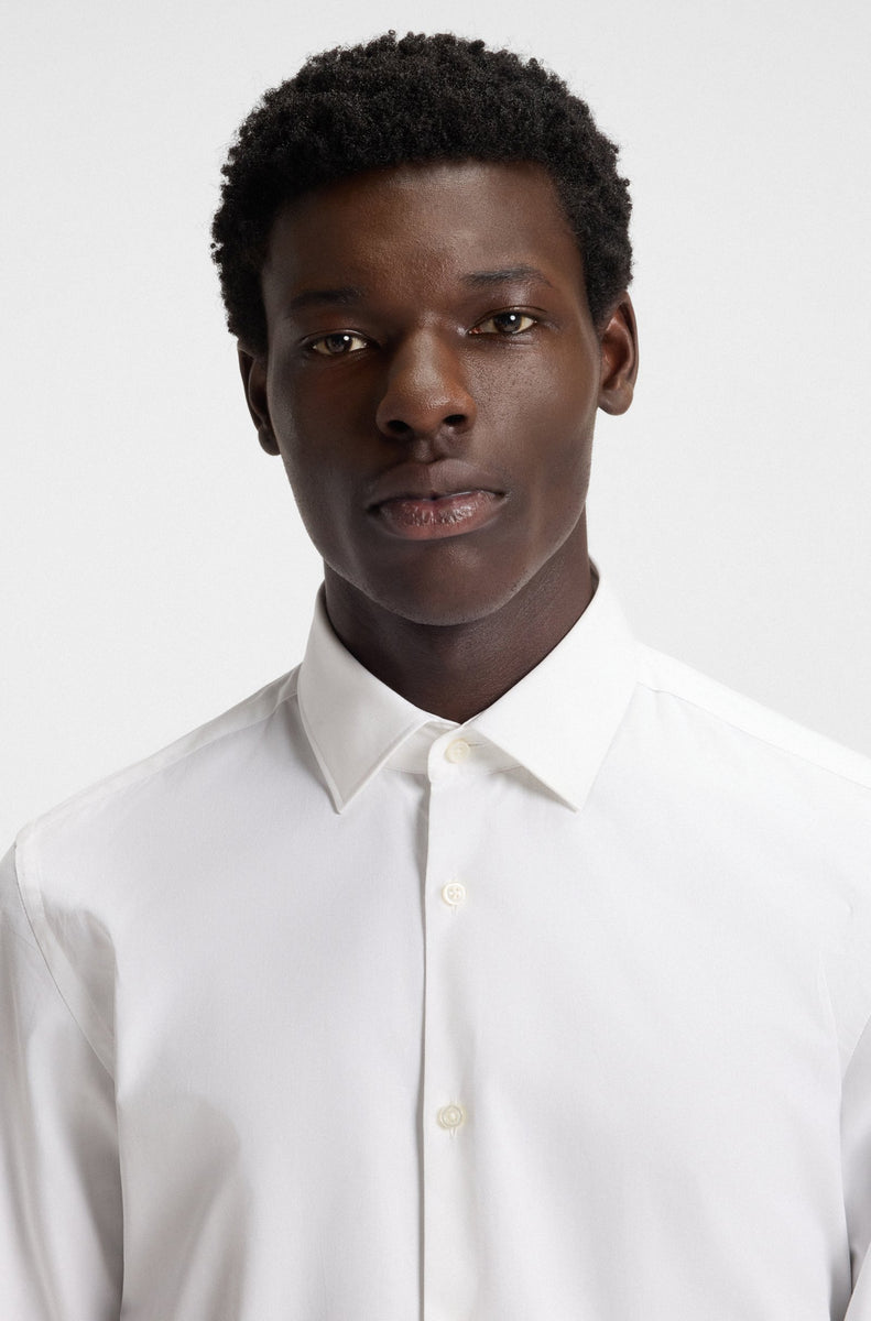 Hugo Boss Men's White Slim-Fit Shirt | Hugo Boss In Lebanon – SuperDokan