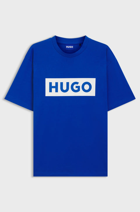 Hugo Men's Blue Cotton-jersey  with blue logo print T-shirt| Hugo  in Lebanon