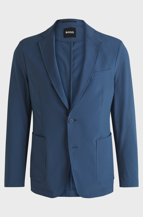 Boss Men's Navy Slim-Fit Stretch Fabric Blazer | Boss In Lebanon