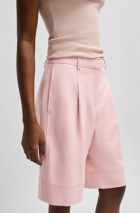 Boss Women's Light Pink Formal Short With Front Pleats | Boss In Lebanon