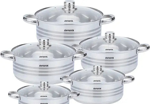 Aiwa Japan Casserole Set With Glass Lid 10pcs LO-23129-Rfh | Aiwa In Lebanon