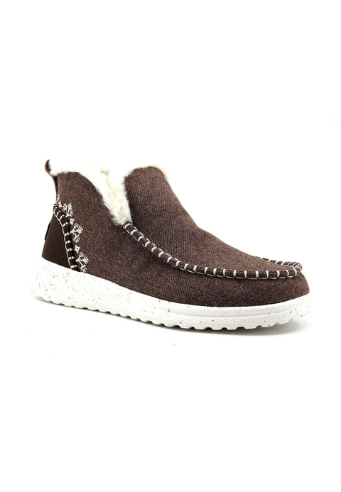 Hey Dude Women's Brown Denny Wool Faux Shearling Casual Shoes | Hey Dude In Lebanon