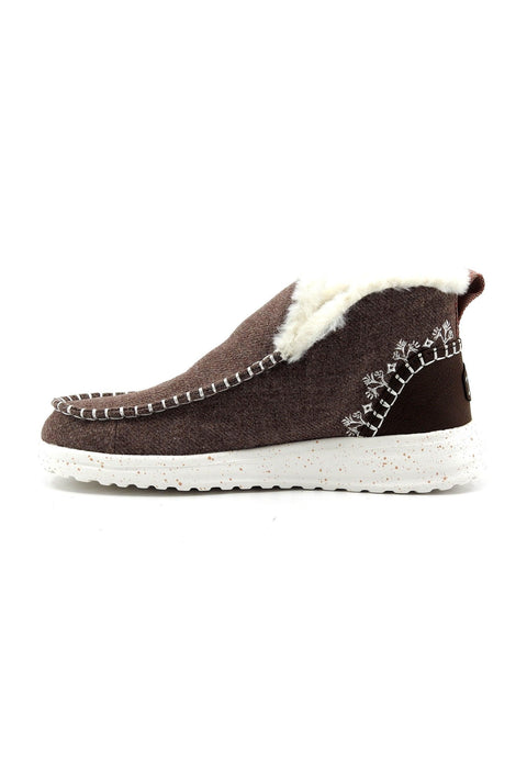 Hey Dude Women's Brown Denny Wool Faux Shearling Casual Shoes | Hey Dude In Lebanon