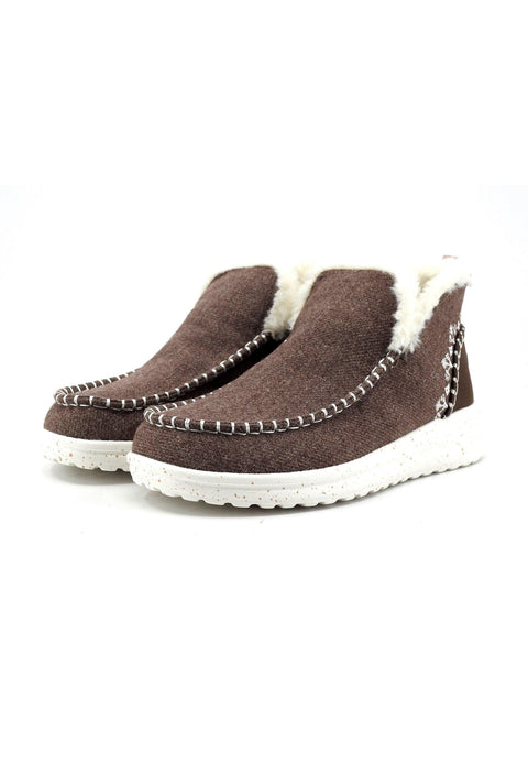 Hey Dude Women's Brown Denny Wool Faux Shearling Casual Shoes | Hey Dude In Lebanon