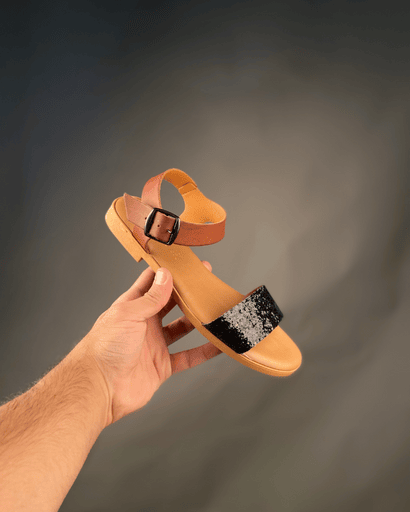 Lora Ferres Women's Black And Brown Flat Sandals SI219(shr)