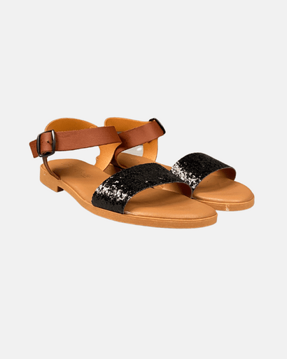 Lora Ferres Women's Black And Brown Flat Sandals SI219(shr)