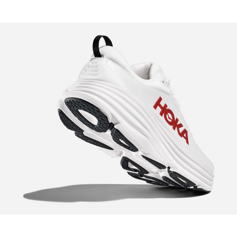 Hoka Men's White/Red Bondi 8 Sneakers | Hoka In Lebanon