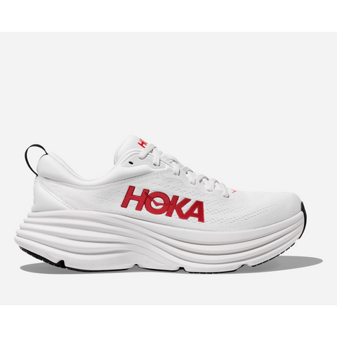 Hoka Men's White/Red Bondi 8 Sneakers | Hoka In Lebanon