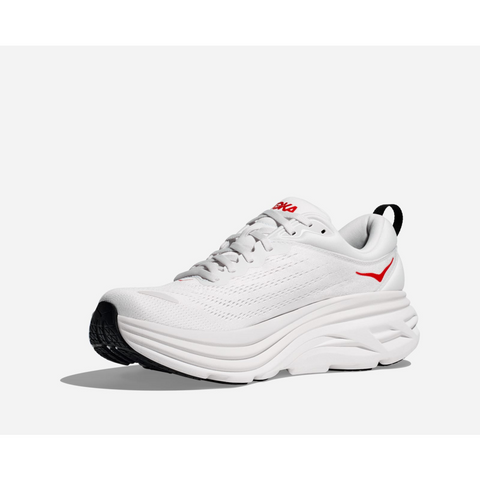 Hoka Men's White/Red Bondi 8 Sneakers | Hoka In Lebanon