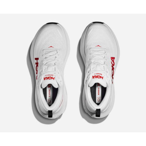 Hoka Men's White/Red Bondi 8 Sneakers | Hoka In Lebanon