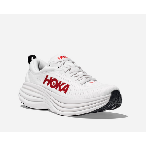 Hoka Men's White/Red Bondi 8 Sneakers | Hoka In Lebanon