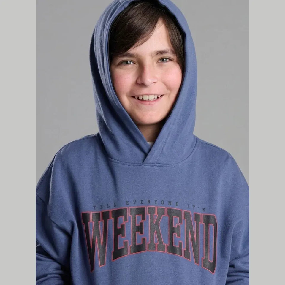 Sinsay Boy's Blue Weekend Printed Hoodie