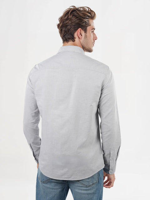 Celio Men's Medium Grey Solid Regular Fit Cotton Shirt | Celio In Lebanon
