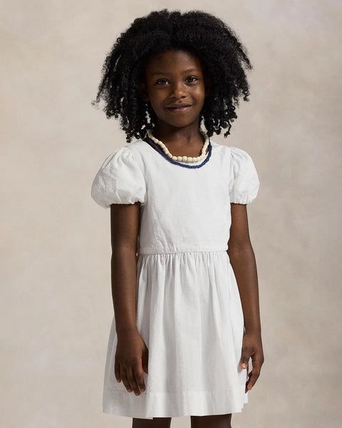 Polo Ralph Lauren Girl's White Cotton Seersucker Dress | Polo Ralph Lauren In Lebanon
