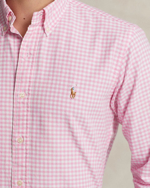 Polo Ralph Lauren Men's White & Pink Icon Logo Slim Fit Stripe Oxford Shirt | Polo Ralph Lauren In Lebanon
