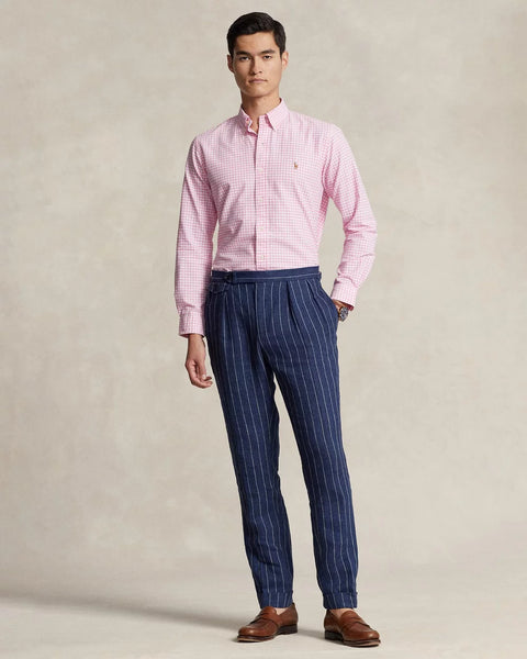 Polo Ralph Lauren Men's White & Pink Icon Logo Slim Fit Stripe Oxford Shirt | Polo Ralph Lauren In Lebanon