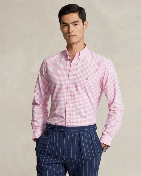 Polo Ralph Lauren Men's White & Pink Icon Logo Slim Fit Stripe Oxford Shirt | Polo Ralph Lauren In Lebanon