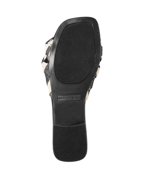 Marc Fisher Women's White & Black Orbit Knotted Flat Slipper | Marc Fisher In Lebanon