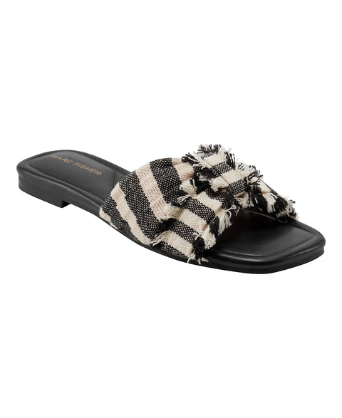Marc Fisher Women's White & Black Orbit Knotted Flat Slipper | Marc Fisher In Lebanon