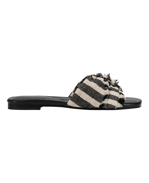 Marc Fisher Women's White & Black Orbit Knotted Flat Slipper | Marc Fisher In Lebanon