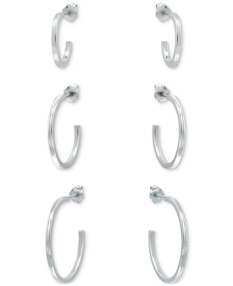 Giani Bernini Women's Silver Graduated Hoop 3-Pc Earring | Giani Bernini In Lebanon