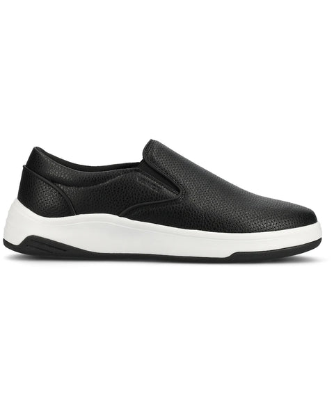 Vance Co Men's White & Black Townes Comfort Perforated Flexible Slip-on Sneakers  | Vance Co In Lebanon