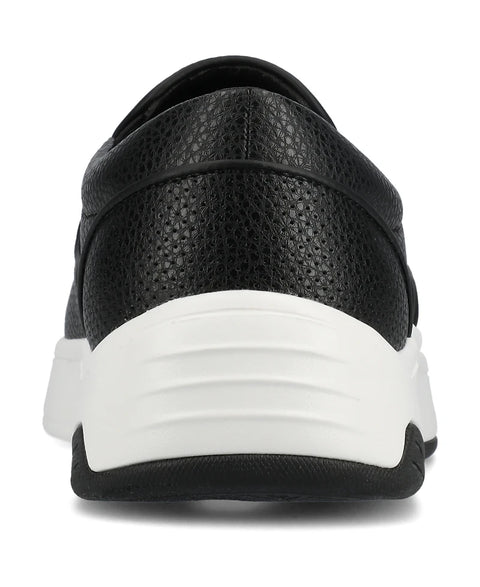 Vance Co Men's White & Black Townes Comfort Perforated Flexible Slip-on Sneakers  | Vance Co In Lebanon