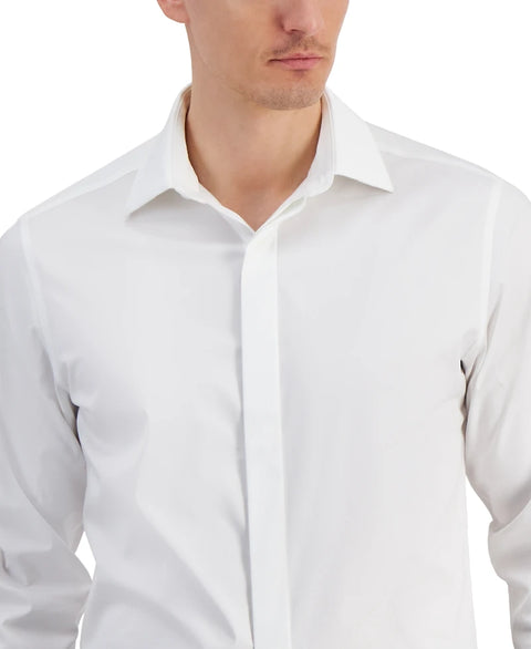 Alfani Men's Bright White Slim Fit Covered Placket Tuxedo Shirt | Alfani In Lebanon