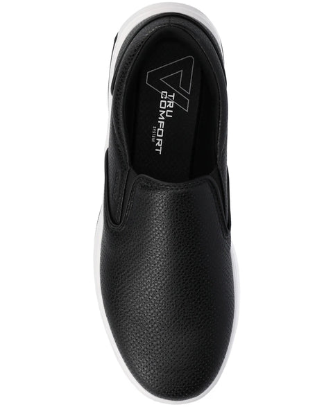 Vance Co Men's White & Black Townes Comfort Perforated Flexible Slip-on Sneakers  | Vance Co In Lebanon