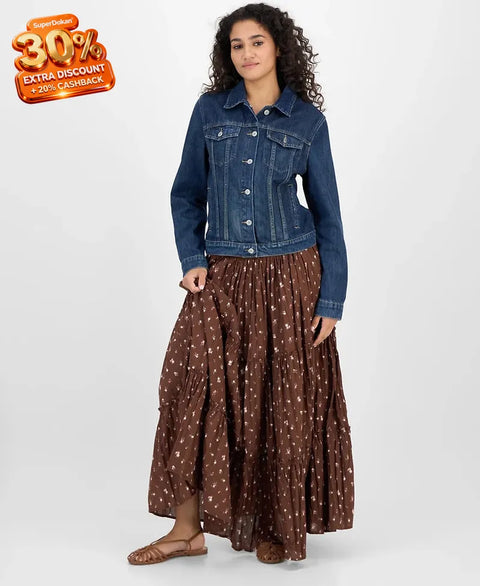 Lucky Brand Women's Dark Blue Cotton Denim Trucker Jacket | Lucky Brand In Lebanon