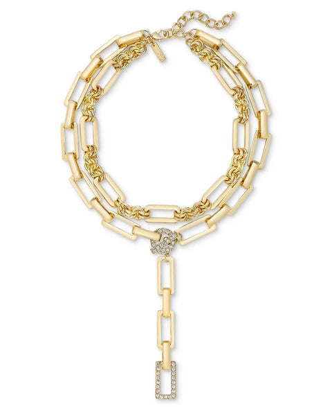 I.N.C. International Concepts Women's Gold-Tone Pavé Link Layered Lariat Necklace | I.N.C. International Concepts In Lebanon