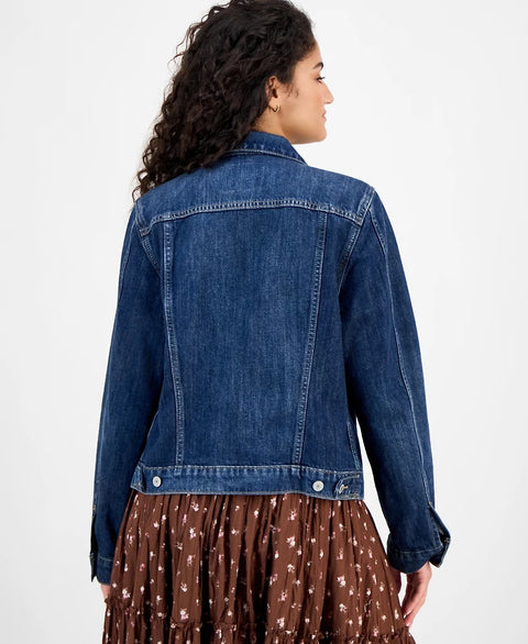 Lucky Brand Women's Dark Blue Cotton Denim Trucker Jacket | Lucky Brand In Lebanon