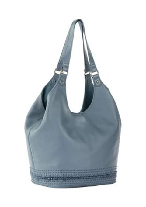 The Sak Women's Ice Blue Roma Leather Shopper Double Shoulder Straps Bag | The Sak In Lebanon