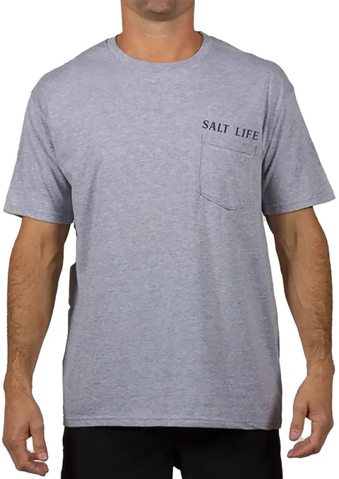 Salt Life Men's Grey Voyager Short-Sleeve Graphic Pocket T-Shirt | Salt Life In Lebanon