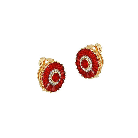 T Tahari Women's Gold-Tone Red Glass Stone Clip On Earrings  | T Tahari In Lebanon
