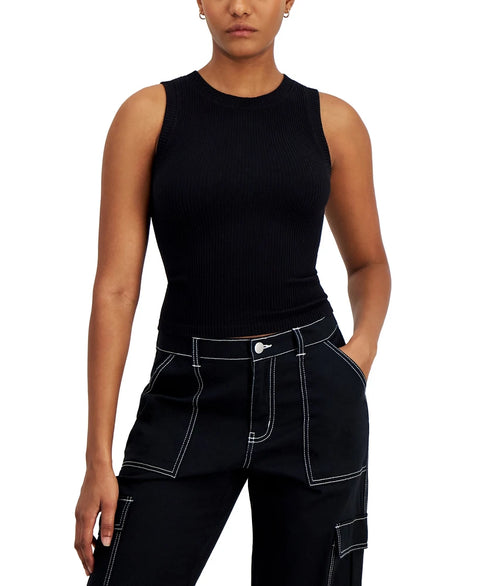 Hippie Rose Women's Black Seamless Mineral Wash Crewneck Tank Top |Hippie Rose In Lebanon