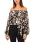 MSK Women's Floral Metallic-Chiffon Balloon-Sleeve Top  | MSK In Lebanon