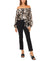 MSK Women's Floral Metallic-Chiffon Balloon-Sleeve Top  | MSK In Lebanon
