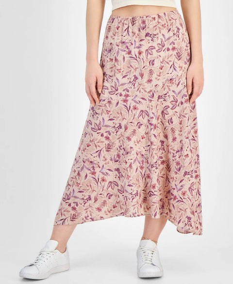 Hippie Rose Juniors' Printed Asymmetric Maxi Skirt |Hippie Grey in Lebanon