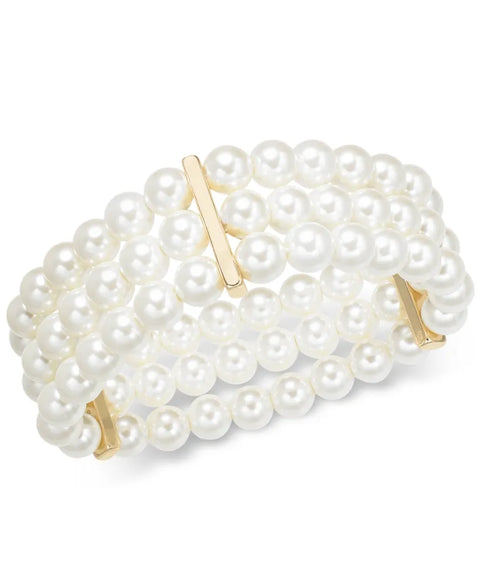 Charter Club Women's Gold-Tone Imitation Pearls Triple-Row Stretch Bracelet | Charter Club In Lebanon