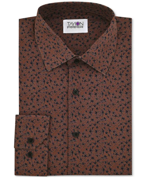 Tayion Men's Brown Slim-Fit Mini Floral Dress Shirt | Tayion In Lebanon