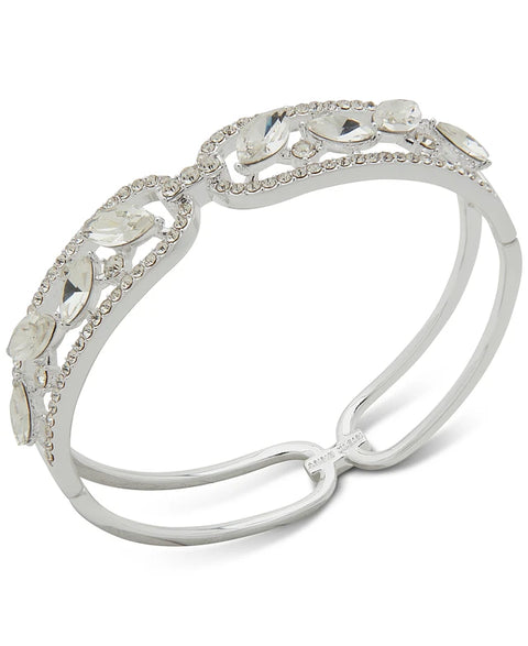 Anne Klein Women's Silver Tone Crystal Oval Navette Stone Hinge Boxed Bracelet | Anne Klein In Lebanon