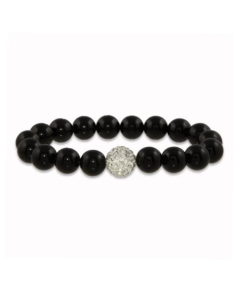 SD Women's Imitation Black Pearl With A Crystal Stretchy Bracelet |SD in Lebanon