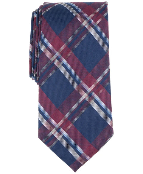 Club Room Men's Burgundy & Navy Corson Classic Plaid Tie | Club Room In Lebanon