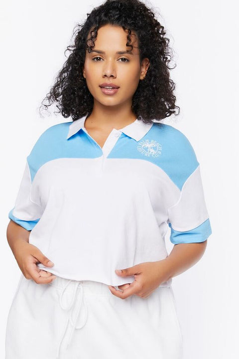 Forever 21 Women's White & Blue Cropped T-Shirt |Forever 21 In Lebanon