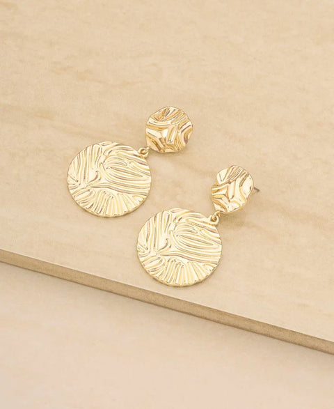 Ettika Women's Gold-Plated Textured Double Disc Earring | Ettika in Lebanon